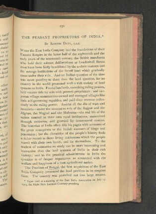 The Peasant Proprietors of India.