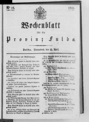 Nr. 15, Ausgabe vom 13. April 1861