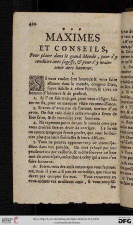 Maximes et conseils, pour plaire dans le grand Monde [...]