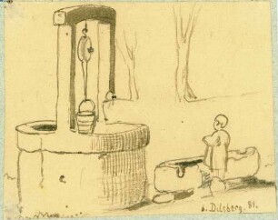 Dilsberg Ziehbrunnen mit Wassertrog