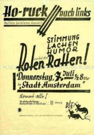 Veranstaltungsprogramm des Kabaretts "Die Roten Ratten"
