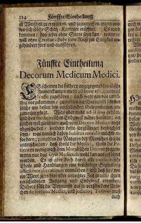 Fünffte Eintheilung Decorum Medicum Medici.