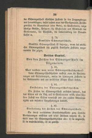 Drittes Capitel. Von den Zeichen der Schwangerschaft im Allgemeinen.