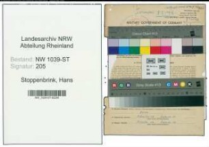 Entnazifizierung Hans Stoppenbrink , geb. 24.01.1892 (Geschaeftsfuehrer)