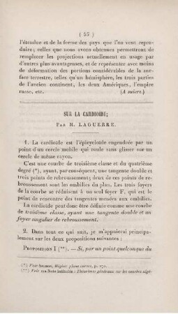 Sur la cardioïde.