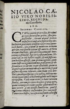 Nicolao Casio Viro Nobilissimi, Regni Danici Cancellario