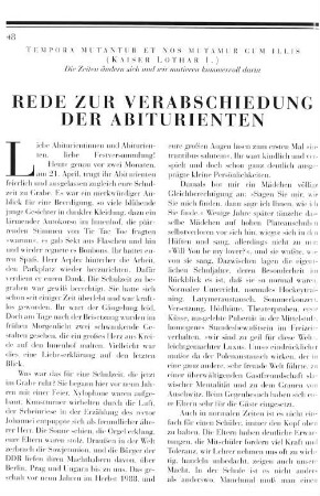 Rede zur Verabschiedung der Abiturienten