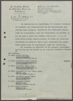 Projekt "Ehrenschild des Preußischen Ministeriums für Wissenschaft, Kunst und Volksbildung"