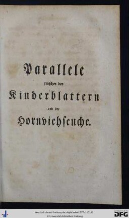 Parallele zwischen den Kinderblattern und der Hornviehseuche.