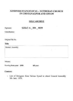 General Assembly