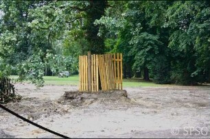Königs Wusterhausen, Dokumentation zur Wiederherstellung, Eiche und Geländeabtrag (Parterre).