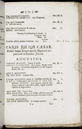 Cajus Julius Cæsar. ... Augustus. - Didia Clara.