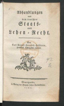 Abhandlungen aus dem teutschen Staats- und Lehen-Recht