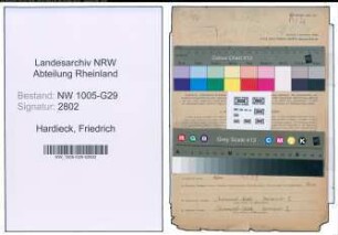 Entnazifizierung Friedrich Hardieck , geb. 04.11.1901 (Bahnhofsvorsteher)