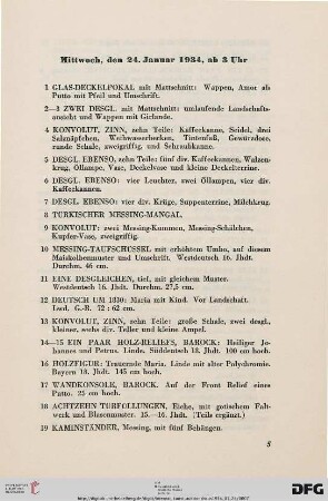 Mittwoch, den 24. Januar 1934, ab 3 Uhr (Nr. 1-195)