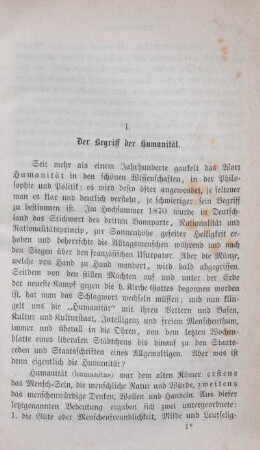 I. Der Begriff der Humanität.
