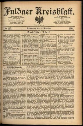 Erste Ausgabe vom Donnerstag, den 14. November 1901.