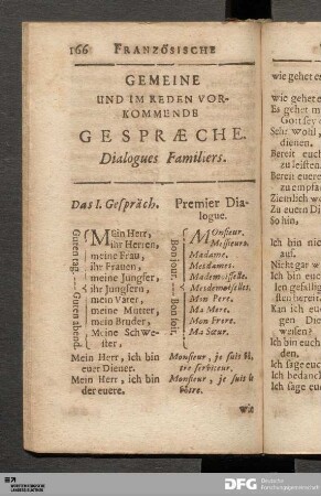 Gemeine und im Reden vorkommende Gespräche. Dialogues Familiers.