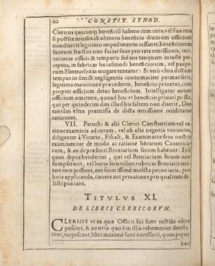 Titvlvs XI. De Libris Clericorvm.