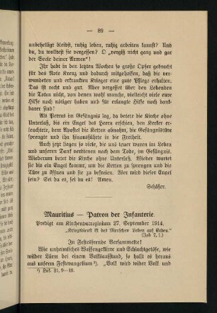 89-97, 12. Mauritius - Patron der Infanterie