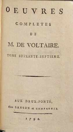 Oeuvres Complètes De M. De Voltaire, 67. Facéties