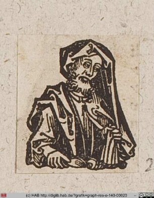 Porträt eines Mannes mit Chaperon Kopfbedeckung.