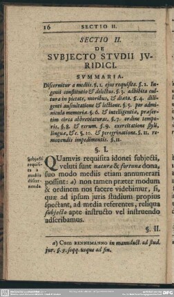 Sectio II. De Subiecto Studii Iuridici