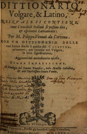 Dittionario volgare et latino
