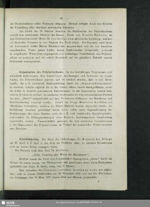 Organisation des Polytechnikums