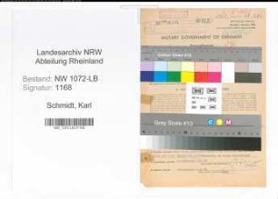 Entnazifizierung Karl Schmidt , geb. 12.11.1899 (Lehrer)
