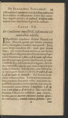 Caput VII. De Conditione impossibili, testamento vel ...