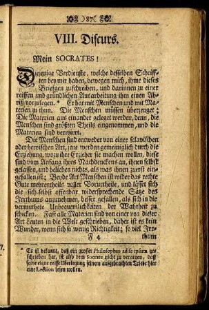 VIII. Discurs.
