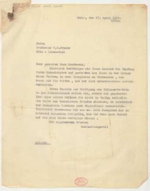 Brief an Friedrich Wilhelm Franke : 27.04.1928