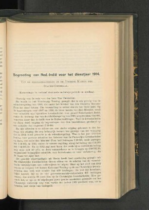 Aanteekeningen betreffende de begrooting van Nederlandsch-Indië voor het dienstjaar 1914.