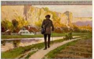 Wanderer am Flussufer