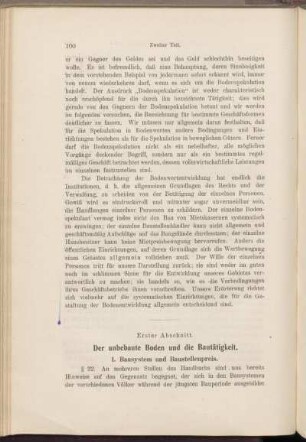 Erster Abschnitt. Der unbebaute Boden und die Bautätigkeit.