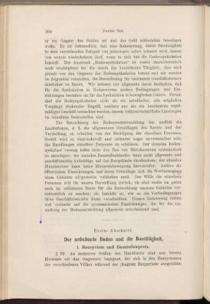 Erster Abschnitt. Der unbebaute Boden und die Bautätigkeit.
