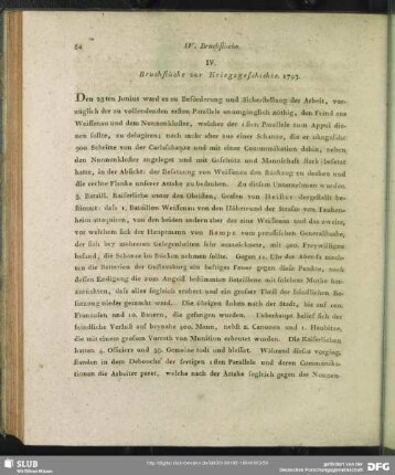 IV. Bruchstücke zur Kriegsgeschichte. 1793