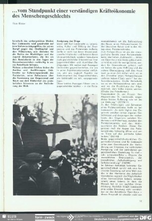 … vom Standpunkt einer verständigen Kräfteökonomie des Menschengeschlechts : Zum Karl-Marx-Jahr