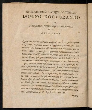 Praenobilissimo Atque Doctissimo Domino Doctorando.