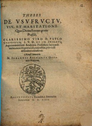 Theses de usufructu, usu et habitatione