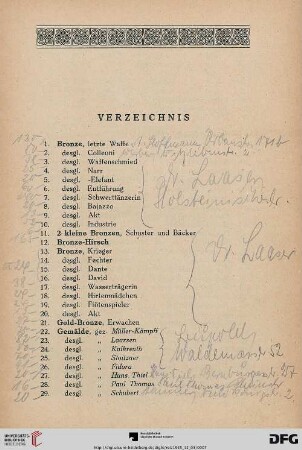 Verzeichnis (Nr. 1-329)