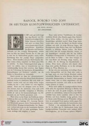 Barock, Rokoko und Zopf im heutigen kunstgewerblichen Unterricht