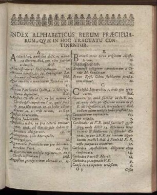 Index Alphabeticus Rerum Præcipuarum, Quæ In Hoc Tractatu Con. Tinentur.
