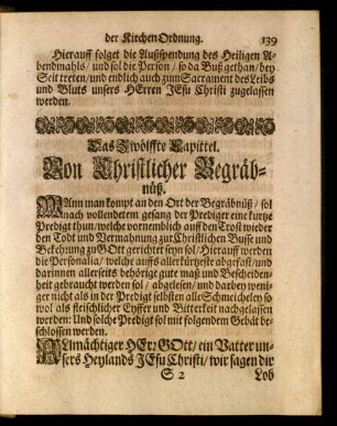 Das Zwölffte Capittel. Von Christlicher Begräbnüß