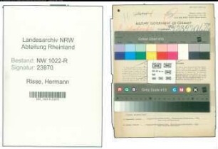Entnazifizierung Hermann Risse , geb. 19.02.1887 (Vertreter)