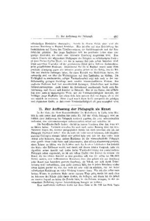 Zur Auffassung der Pädagogik als Kunst