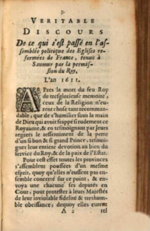 Veritable Discours ... servant de supplement aux Memoires du Duc de Rohan