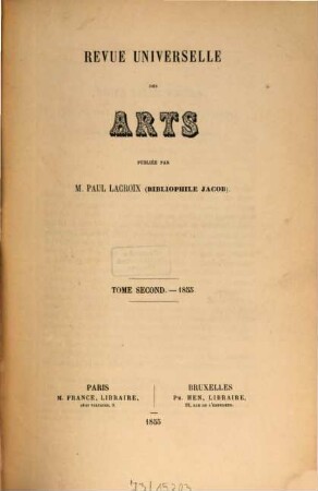 Revue universelle des arts. 2. 1855