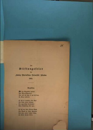 Zur Stiftungsfeier der Ludwig-Maximilians-Universität 1865